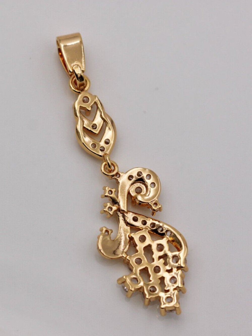18K Yellow Gold Filled Flower Chandelier White Diamond Zircon Necklace Pendant - Picture 4 of 4